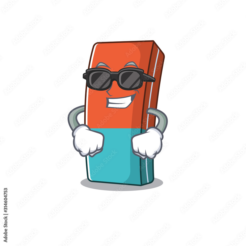 Poster Super cool eraser character wearing black glasses