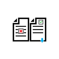 document icon  with check and cross symbol  vector illustration