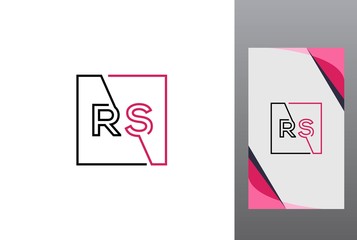 Pink black square initial letter RS line logo design vector graphic