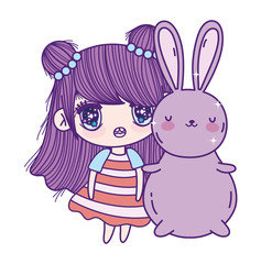 kids, cute little girl anime cartoon bunny