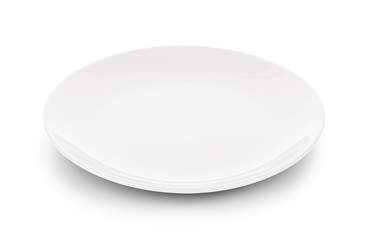 empty white plate isolated on white background