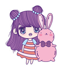 kids, cute little girl anime cartoon bunny