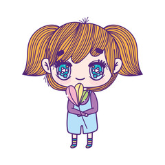 kids, cute little girl anime cartoon with flower