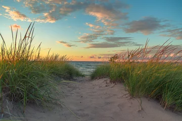 Fotobehang Duinen Duinpad bij zonsondergang  © Jackie