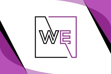 Purple black square initial letter WE line logo design vector graphic