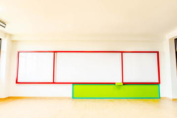 White board in the kindergarten classroom.
