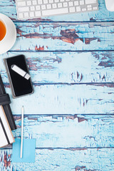 blank desk with computer laptop 