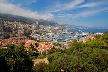 Port Hercule in Monaco, Monte-Carlo on the French Riviera, as seen from the Prince's Palace