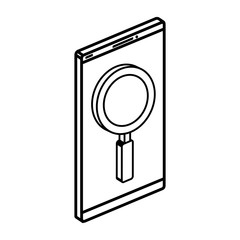 smartphone device with magnifying glass isolated icon vector illustration design