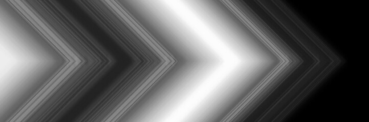 Abstract black and white light line arrow direction. Modern panoramic futuristic background illustration