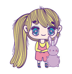 kids, cute little girl anime cartoon with bunny