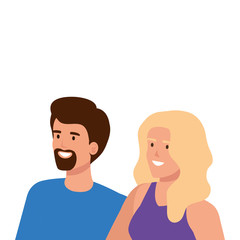 young couple avatar character icons vector illustration design
