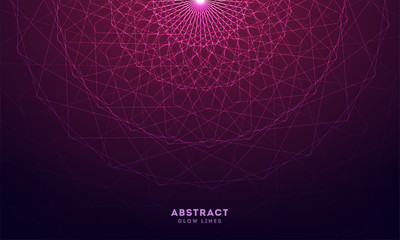 Abstract Purple Mesh Background with Glowing Lines.