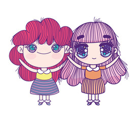 kids, cute little girls anime cartoon characters