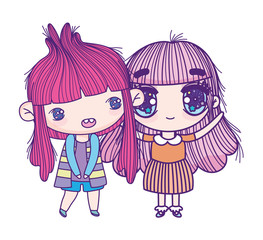 kids, cute little girls anime cartoon characters