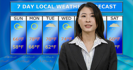 Asian American meteorologist reporting weather