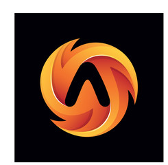 Letter A fire circle colorful vector logo template
