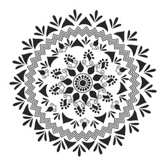 Floral Mandala Pattern Design used as Mehndi, Tattoo or Anti-Stress Coloring Page.