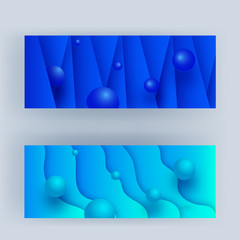 3d spheres decorated on blue wavy pattern and paper texture background.
