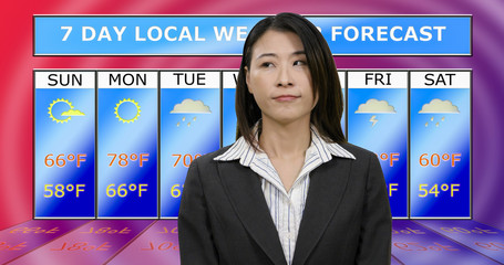  Asian American meteorologist reporting weather