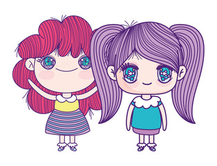 kids, cute little girls anime cartoon characters