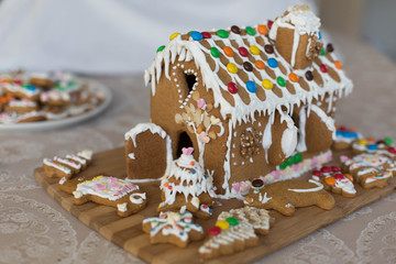 Christmas gingerbread house  decoreted icing and sweets