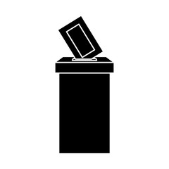 silhouette of ballot box with vote form vector illustration design