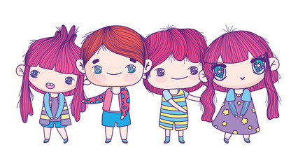 kids, cute little girls and boys cartoon characters