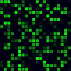 Digital pattern. Sparse pattern of squares. Green colored seamless background. Captivating vector illustration.