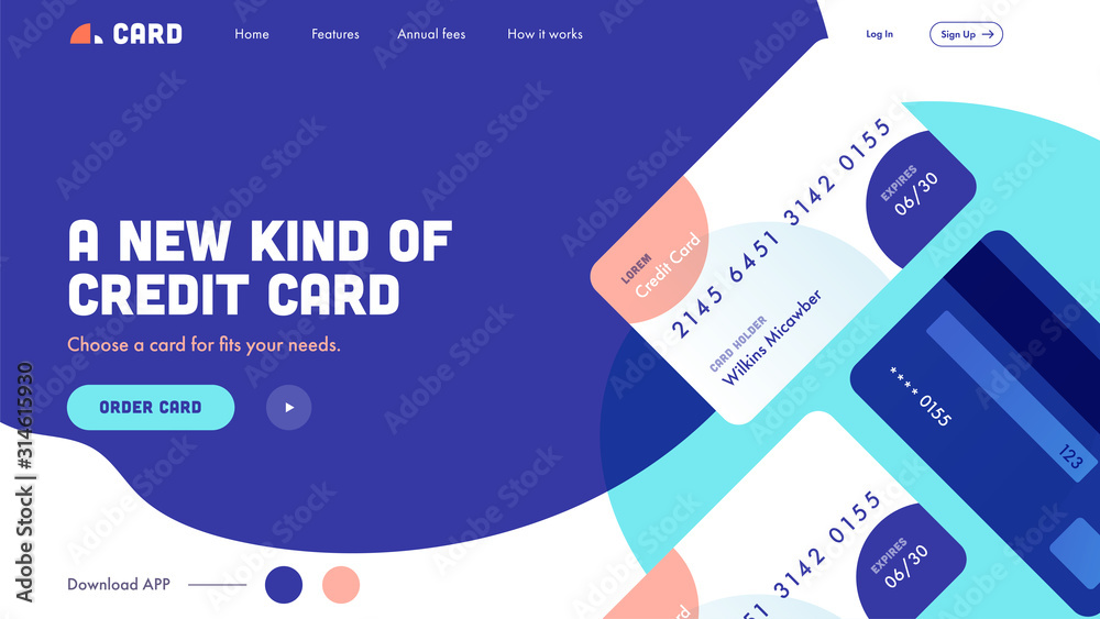 Canvas Prints abstract landing page or hero shot image with payment cards for a new kind of credit card.