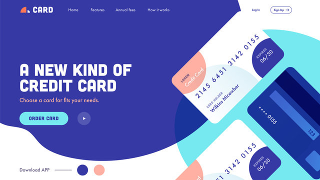 Abstract Landing Page or Hero Shot Image with Payment Cards for A New Kind Of Credit Card.