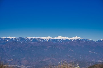 竜ヶ岳　南アルプス　雪山　風景　青空　