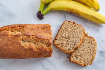 Healthy banana bread or cake for breakfast