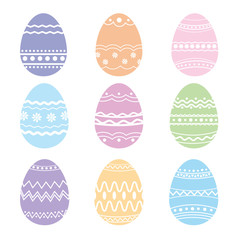 Set of colored eggs with a pattern. Elements for Easter design.