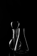 Obraz na płótnie Canvas Glass flasks. Chemical flask. Chemical vessels. Glassware.