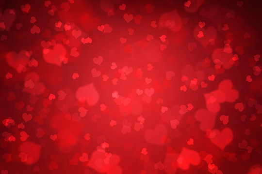 Valentines day red abstract background with hearts, women's day love gradient
