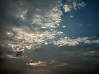 dramatic sky with clouds in evening