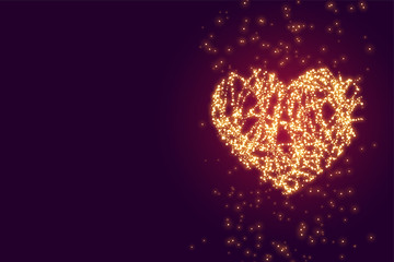 glowing sparkle heart with text space background