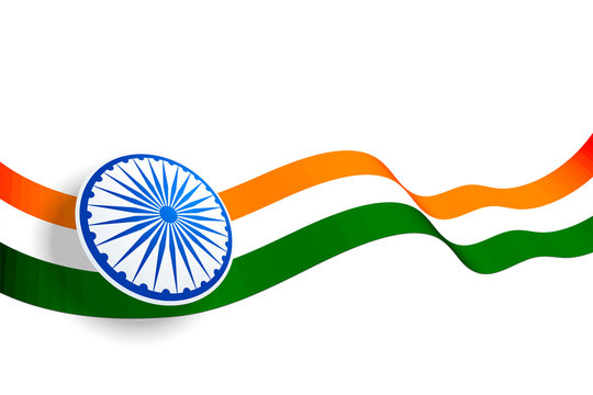 waving indian flag design with blue chakra