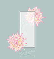 Obraz premium Illustration of chrysanthemum flowers. invitation card. Wedding invitation card template design Asian style.