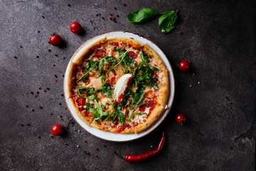 Mixture tasty pizza Italian food top view