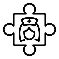 Medical puzzle icon. Outline medical puzzle vector icon for web design isolated on white background