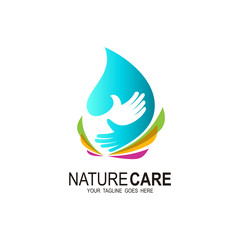 Obraz premium Water drop logo and charity icon template