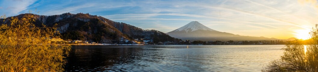 Panorama of Mount Fuji from Kawakuchiko, Japan