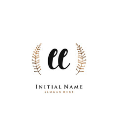 EE Initial handwriting logo vector
