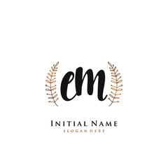 EM Initial handwriting logo vector
