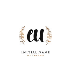 EU Initial handwriting logo vector