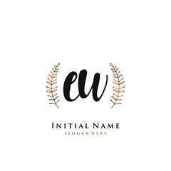 EW Initial handwriting logo vector