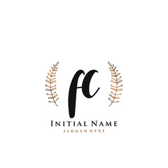 Obraz premium FC Initial handwriting logo vector