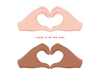 Human Hands Forming A Heart Shape in Two Option for Love is in the air concept.